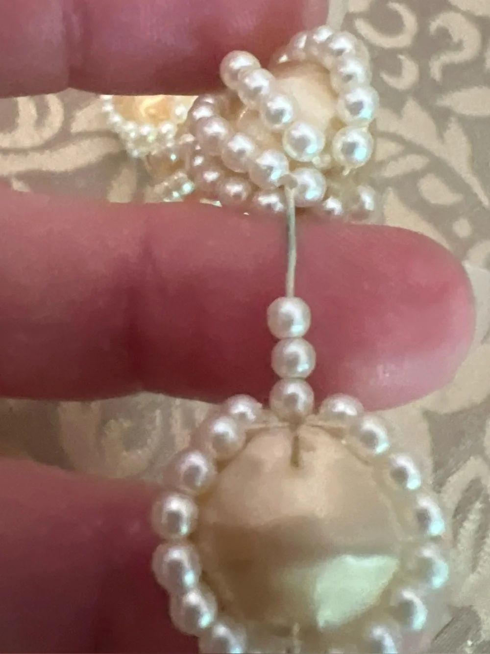 STUNNING VINTAGE ESTATE CAGED BEAD & PEARL NECKLACE Faux Pearls 36” Long